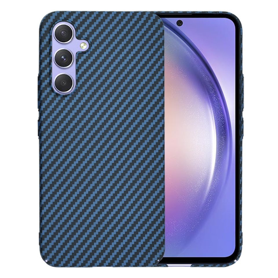 Husa pentru Samsung Galaxy A54, SKYDDAR INNOVATION, Carbonite FiberShell, Cyan, set cu sticker - 1 | YEO