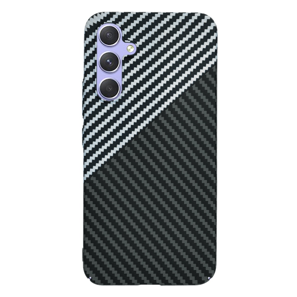 Husa pentru Samsung Galaxy A54, SKYDDAR INNOVATION, Carbonite FiberShell, Gri, set cu sticker - 3 | YEO