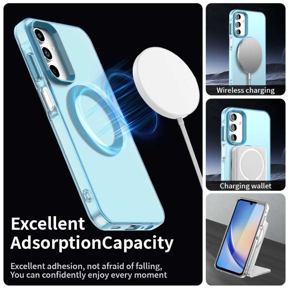 Husa pentru Samsung Galaxy A55 5G, SKYDDAR INOVATION, CandyCase, Magsafe, set cu sticker, Albastru - 2 | YEO