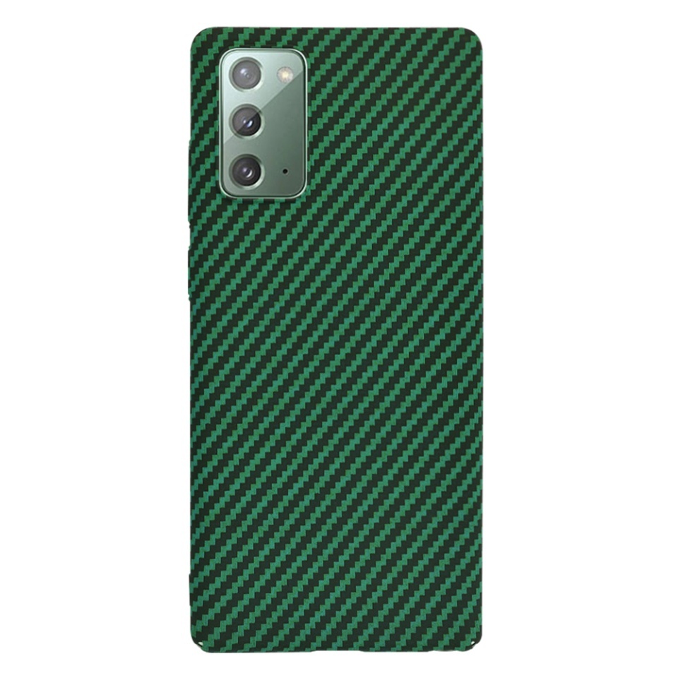 Husa pentru Samsung Galaxy Note 20 / Galaxy Note 20 5G, SKYDDAR INNOVATION, textura carbon, Carbonite FiberShell, set cu sticker, Verde, - 2 | YEO