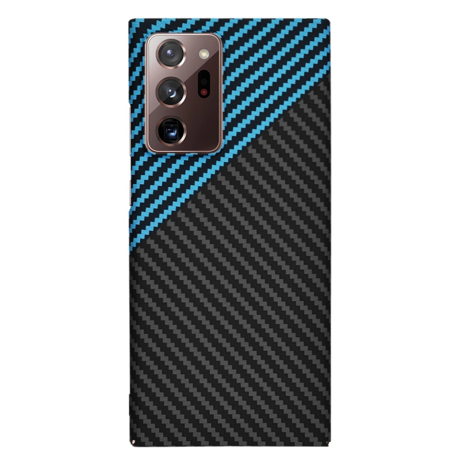 Husa pentru Samsung Galaxy Note 20 Ultra 5G / Galaxy Note 20 Ultra, SKYDDAR INNOVATION, textura carbon, Carbonite FiberShell, set cu sticker, Bleu, - 2 | YEO