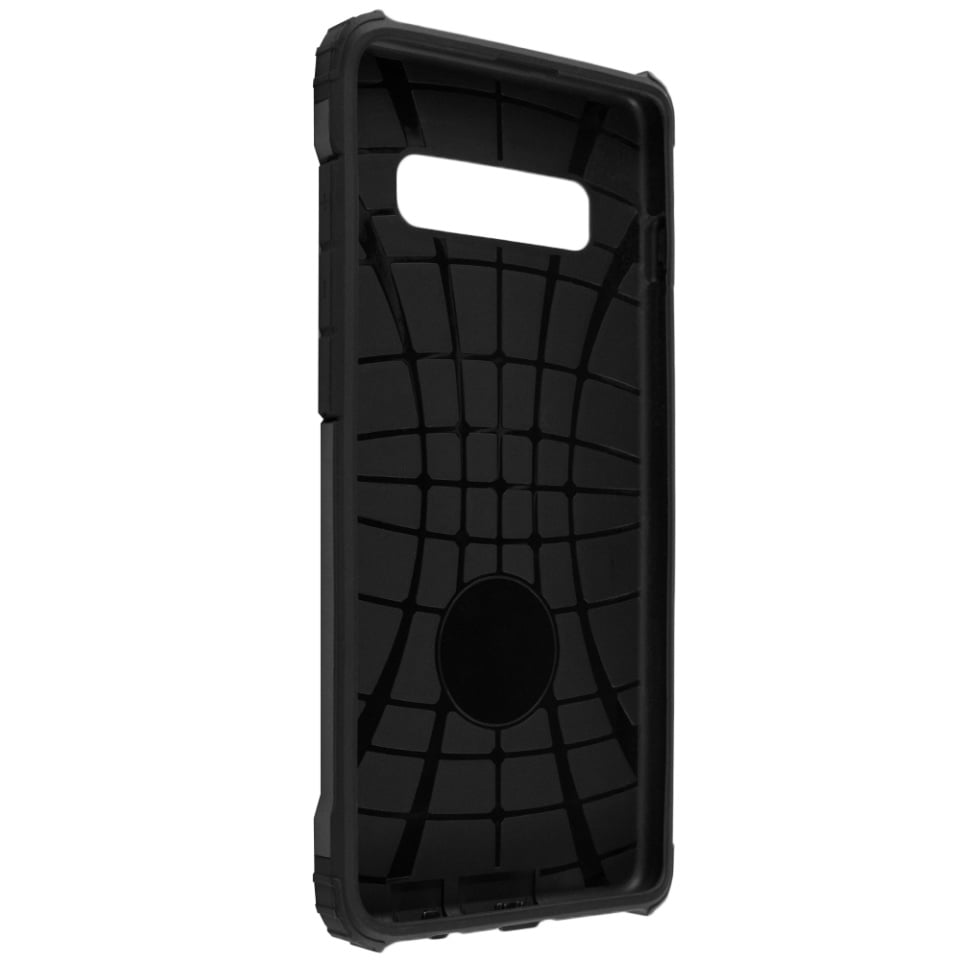 Husa pentru Samsung Galaxy S10 Plus, SKYDDAR INNOVATION, Hybrid Armor, din Plastic Dur, Margini Cauciucate, Antisoc, set cu sticker, Negru - 2 | YEO