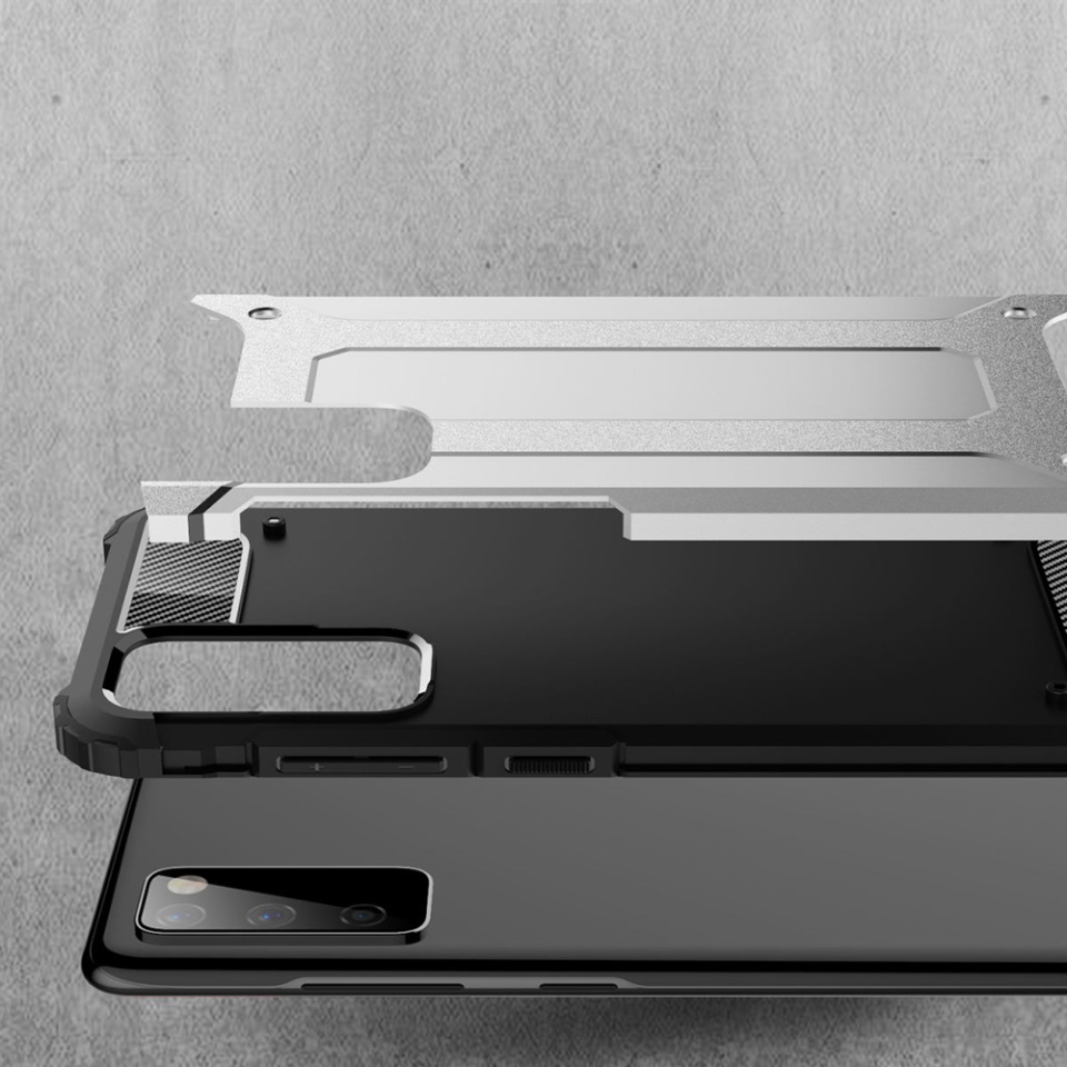 Husa pentru Samsung Galaxy S20 FE / Galaxy S20 FE 5G, SKYDDAR INNOVATION, Hybrid Armor, din Plastic Dur, Margini Cauciucate, Antisoc, set cu sticker, Negru - 2 | YEO