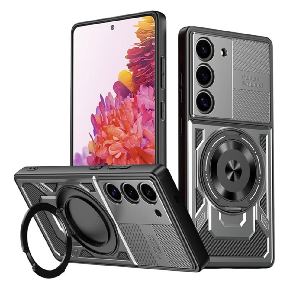 Husa pentru Samsung Galaxy S20 FE, SKYDDAR INNOVATION, RuggedCam, Inel magnetic antisoc, set cu sticker, Gri