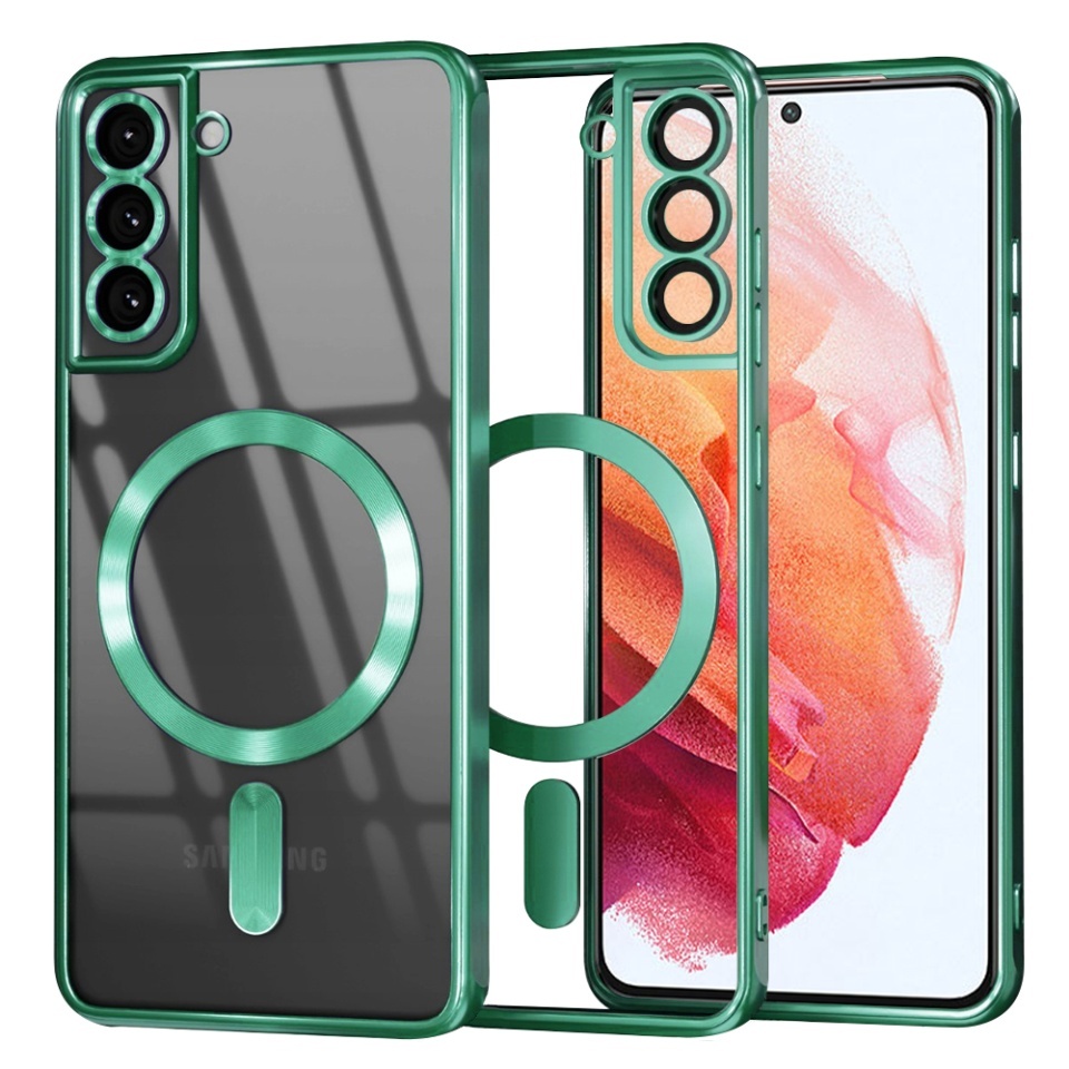Husa pentru Samsung Galaxy S21 5G, SKYDDAR INNOVATION, Luxury Shield Magsafe, Protectie Antisoc, set cu sticker, Verde deschis
