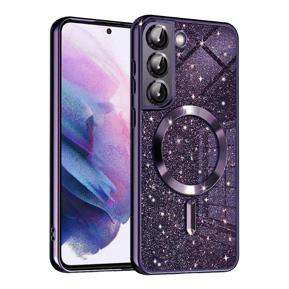 Husa pentru Samsung Galaxy S22 5G Design Antisoc, Fundal Detasabil 2-in-1, Protectie Superioara, Margini Ridicate, SKDR Glitter - Mov