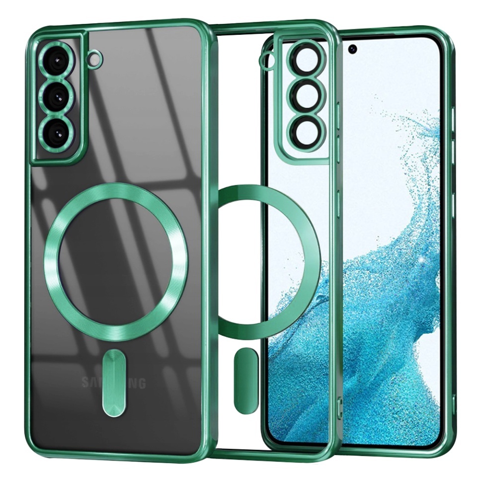 Husa pentru Samsung Galaxy S22 5G, SKYDDAR INNOVATION, Luxury Shield Magsafe, Protectie Antisoc, set cu sticker, Verde deschis