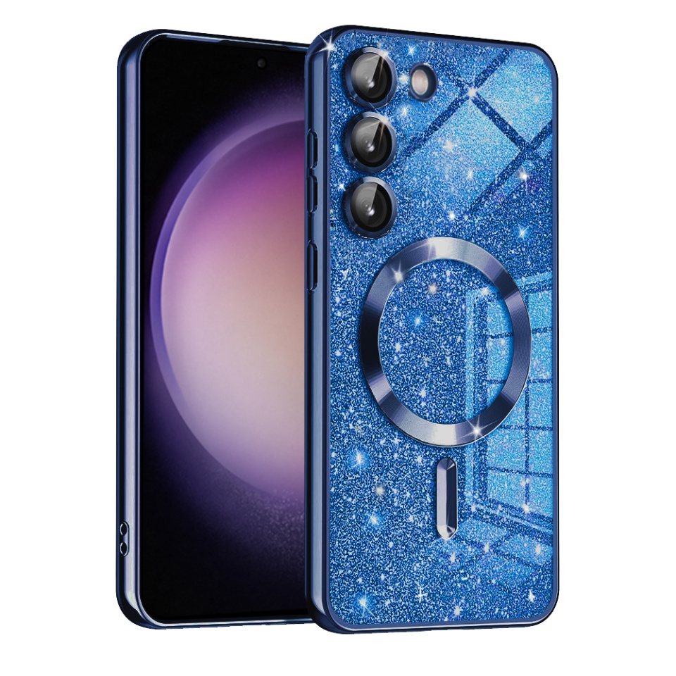 Husa pentru Samsung Galaxy S23 Design Antisoc, Fundal Detasabil 2-in-1, Protectie Superioara, Margini Ridicate, SKDR Glitter - Albastru