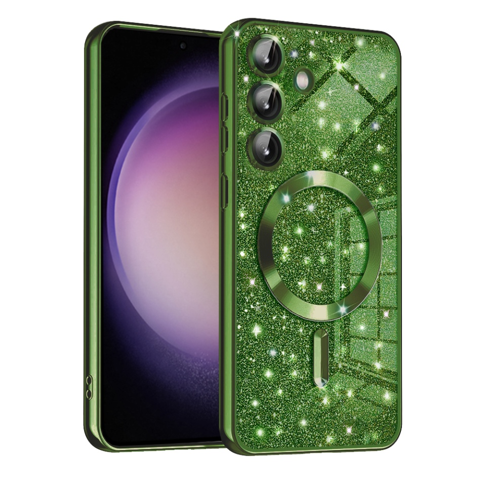 Husa pentru Samsung Galaxy S23 FE Design Antisoc, Fundal Detasabil 2-in-1, Protectie Superioara, Margini Ridicate, SKDR Glitter - Verde