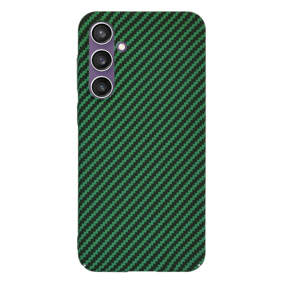 Husa pentru Samsung Galaxy S23 FE, SKYDDAR INNOVATION, textura carbon, Carbonite FiberShell, set cu sticker, Verde, - 2 | YEO