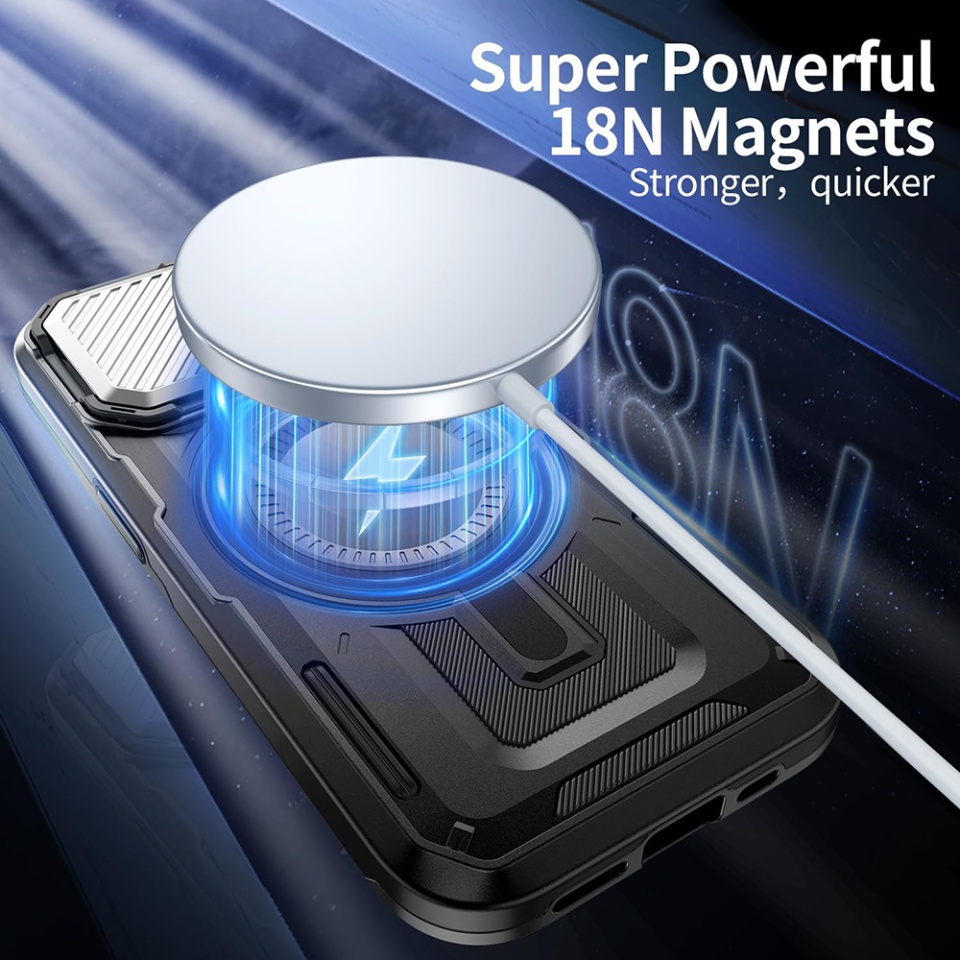 Husa pentru Samsung Galaxy S23 Plus, SKYDDAR INNOVATION, CamVault MagSafe cu Protectie Camera, set cu sticker, Negru - 6