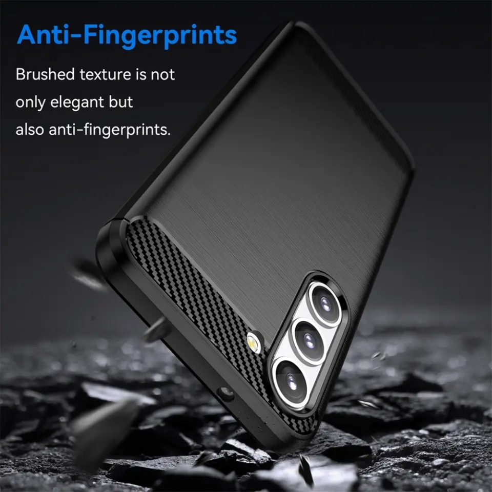 Husa pentru Samsung Galaxy S23 Plus, SKYDDAR INNOVATION, Carbon Silicone, din Silicon Slim, cu textura Fibra Carbon, set cu sticker, Negru - 2 | YEO