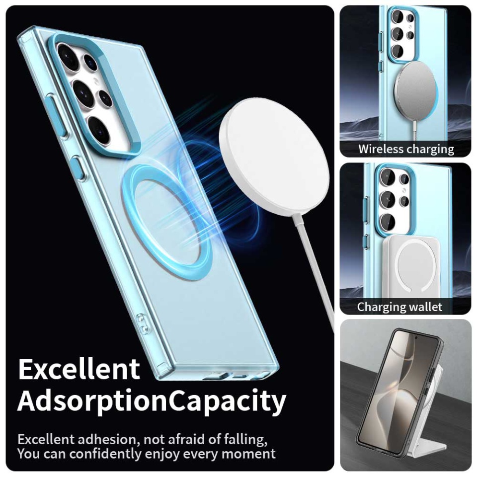 Husa pentru Samsung Galaxy S23 Ultra, SKYDDAR INOVATION, CandyCase, Magsafe, set cu sticker, Albastru - 2 | YEO
