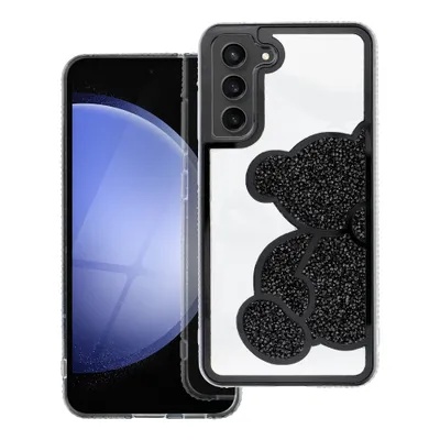 Husa pentru Samsung Galaxy S24 FE, SKYDDAR INNOVATION, TEDDY BEAR, din Silicon cu Sclipici, Protectie Completa, Negru, set cu sticker