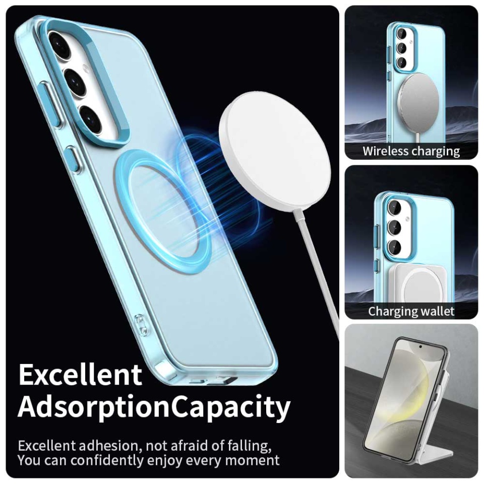 Husa pentru Samsung Galaxy S24 / Galaxy S25, SKYDDAR INOVATION, CandyCase, Magsafe, set cu sticker, Albastru - 2 | YEO