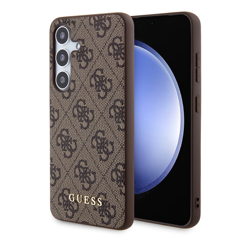 Husa pentru Samsung Galaxy S24, Guess, Hardcase 4G Metal Gold Logo, Maro