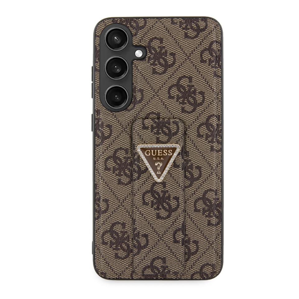 Husa pentru Samsung Galaxy S24 Plus, Grip Stand 4G Triangle Strass, Guess - Maro - 1 | YEO