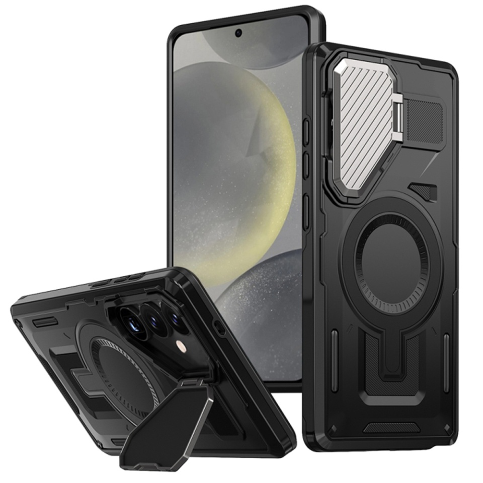 Husa pentru Samsung Galaxy S24 Plus, SKYDDAR INNOVATION, CamVault MagSafe cu Protectie Camera, set cu sticker, Negru