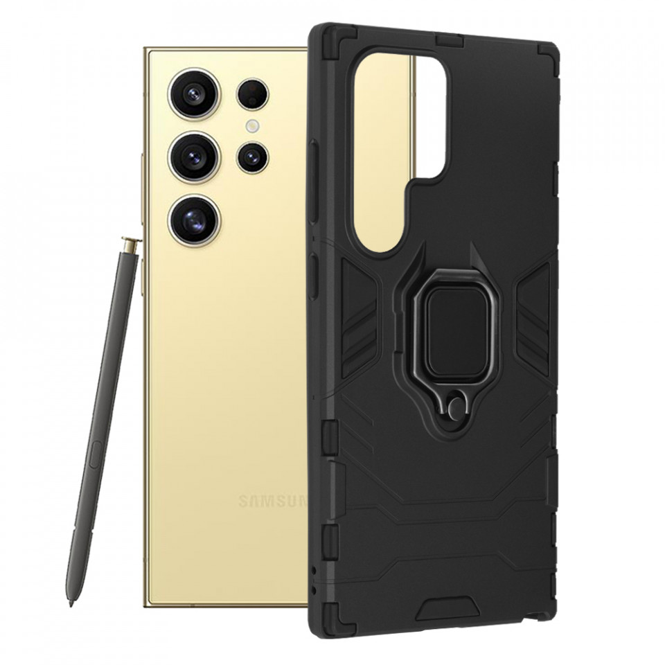 Husa pentru Samsung Galaxy S24 Ultra cu inel SKYDDAR Forged - Negru