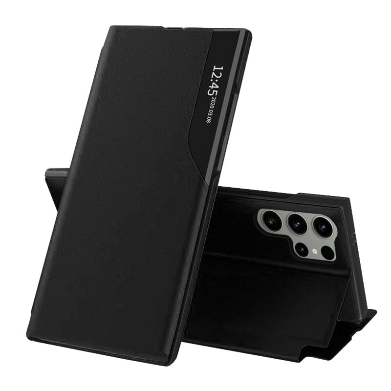 Husa pentru Samsung Galaxy S24 Ultra tip carte, Skyddar Eco View Leather - Negru
