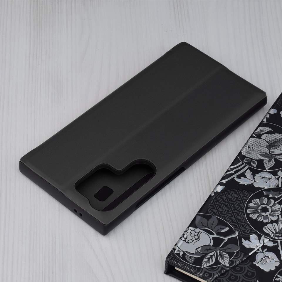 Husa pentru Samsung Galaxy S24 Ultra tip carte, Skyddar Eco View Leather - Negru - 1 | YEO