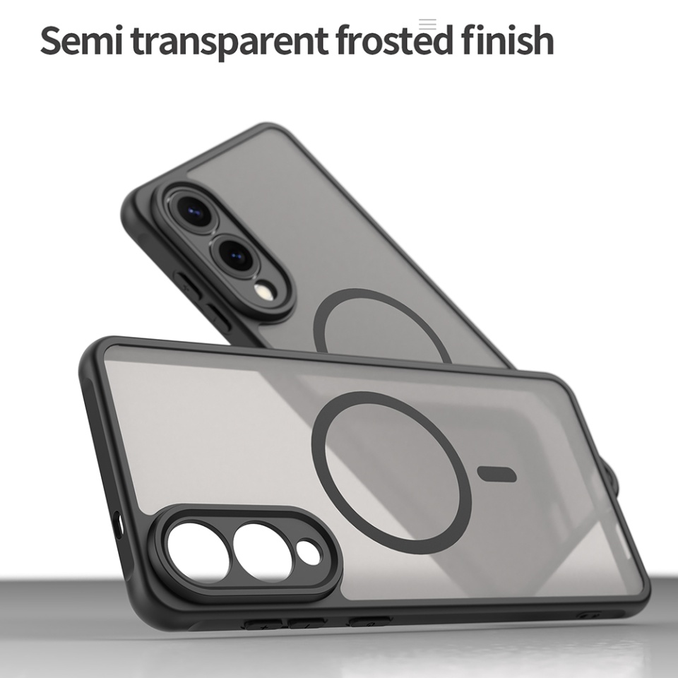Husa pentru Samsung Galaxy S25 Edge, SKYDDAR INNOVATION, HaloFrost MagSafe II, Antisoc, set cu sticker, Negru - 6