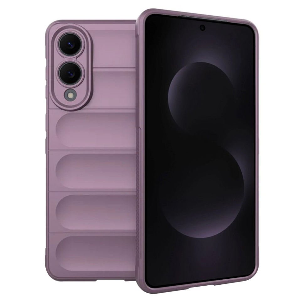 Husa pentru Samsung Galaxy S25 Edge, SKYDDAR INNOVATION, Vogue din Silicon Mat, set cu sticker, Mov