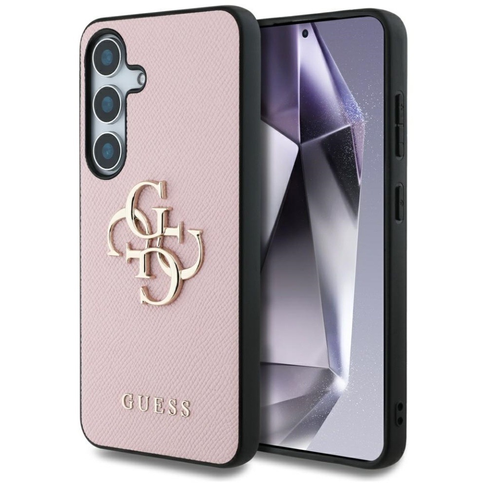 Husa pentru Samsung Galaxy S25, Guess, Hardcase Grained Big and Classic, Roz