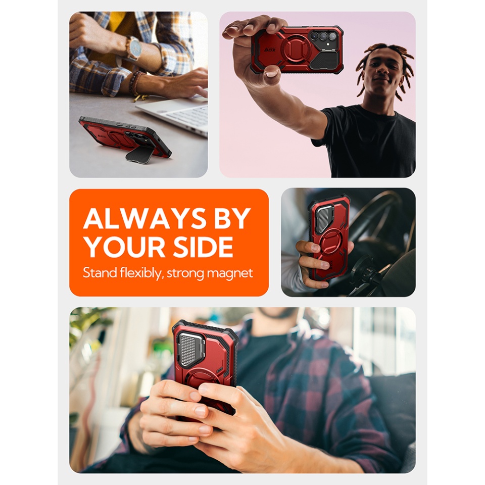 Husa pentru Samsung Galaxy S25, Kickstand, AntiSock, I-Blason Armorbox - Rosu - 3 | YEO