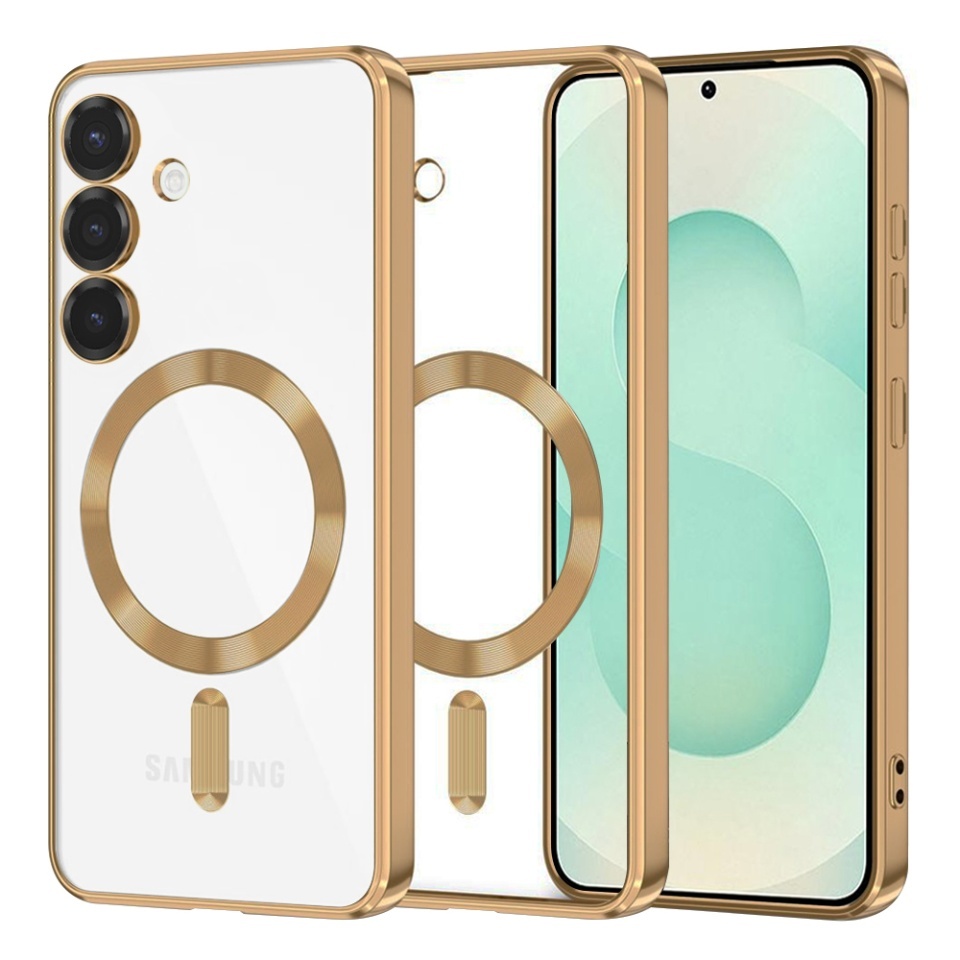 Husa pentru Samsung Galaxy S25 Plus, SKYDDAR INNOVATION, Luxury Shield Magsafe, Protectie Antisoc, set cu sticker, Auriu