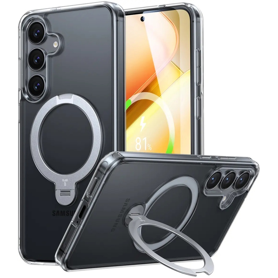 Husa pentru Samsung Galaxy S25 Plus, Torras Ostand Spin MagSafe, Transparenta
