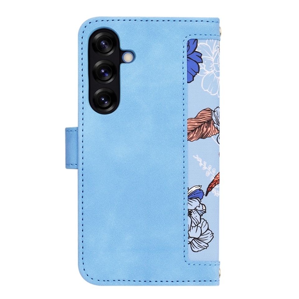 Husa pentru Samsung Galaxy S25, SKYDDAR INNOVATION, Flipcraft din Piele Ecologică, Stand Integrat, Buzunare pentru Carduri, set cu sticker, Bleu - 2 | YEO