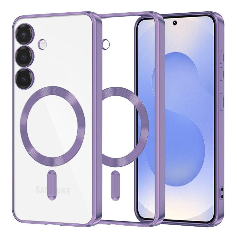 Husa pentru Samsung Galaxy S25, SKYDDAR INNOVATION, Luxury Shield Magsafe, Protectie Antisoc, set cu sticker, Mov