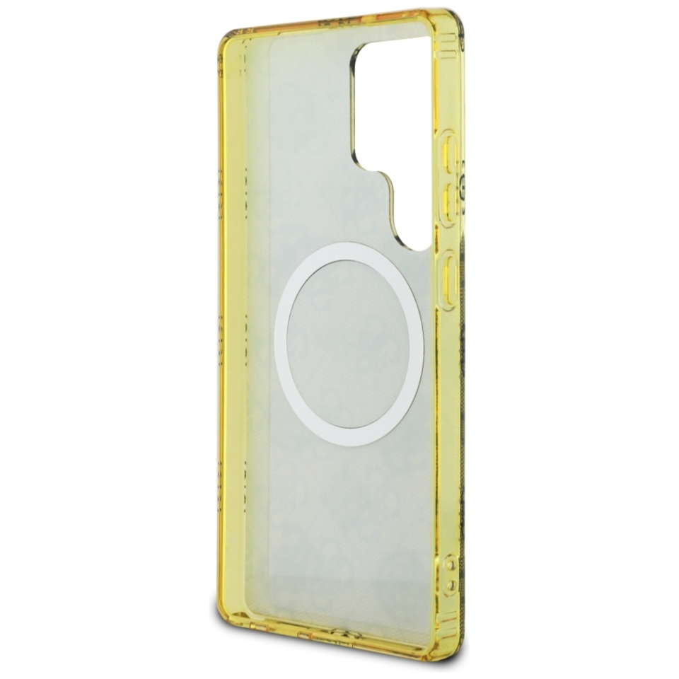 Husa pentru Samsung Galaxy S25 Ultra, Guess MagSafe Denim Pattern, Compatibila, Cadru Silicon, Logo Auriu, Design Slim, Maro - 6