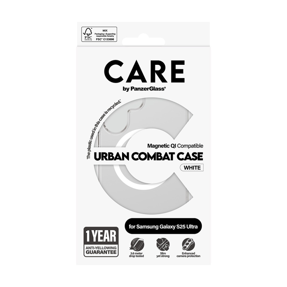 Husa pentru Samsung Galaxy S25 Ultra, PanzerGlass, CARE Flagship Urban Combat White Qi Compatible, Anti-Soc 4.8m, Anti-Ingalbenire, Design Slim, Compatibila MagSafe, Transparenta - 3 | YEO