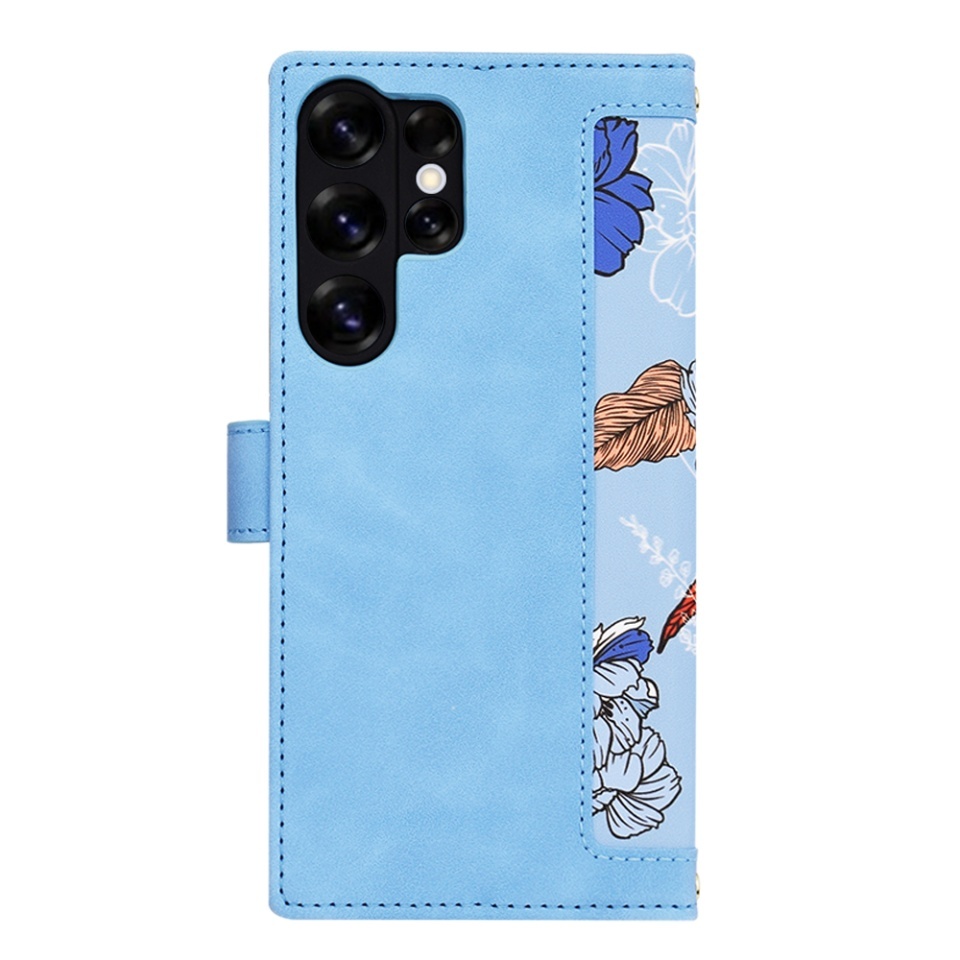 Husa pentru Samsung Galaxy S25 Ultra, SKYDDAR INNOVATION, Flipcraft din Piele Ecologică, Stand Integrat, Buzunare pentru Carduri, set cu sticker, Bleu - 2 | YEO