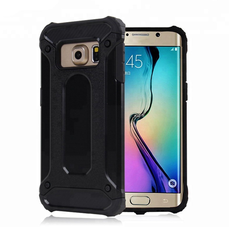 Husa pentru Samsung Galaxy S6 G920, SKYDDAR INNOVATION, Hybrid Armor, din Plastic Dur, Margini Cauciucate, Antisoc, set cu sticker, Negru