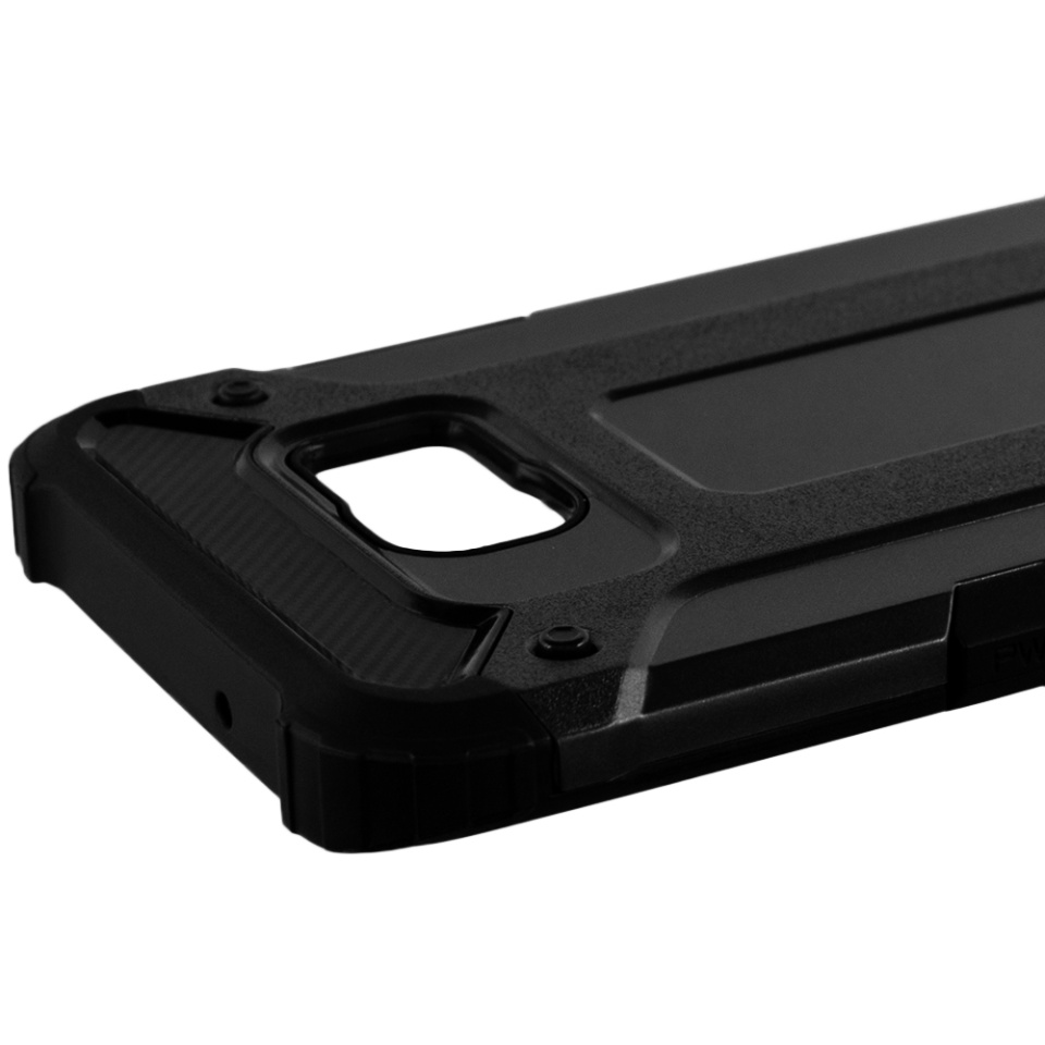 Husa pentru Samsung Galaxy S7 Edge, SKYDDAR INNOVATION, Hybrid Armor, din Plastic Dur, Margini Cauciucate, Antisoc, set cu sticker, Negru - 2 | YEO