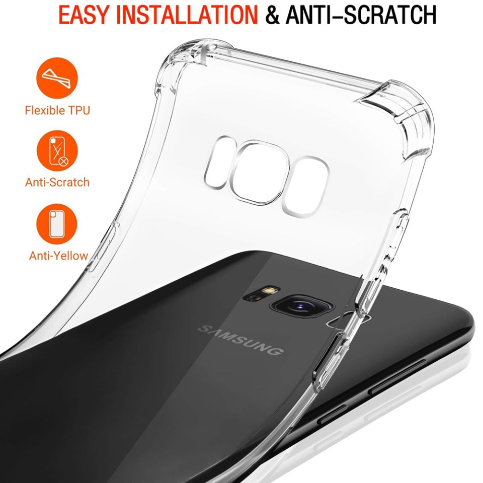 Husa pentru Samsung Galaxy S8 Plus , SKYDDAR INNOVATION, Shockproof Clear din Silicon Slim, Transparenta, set cu sticker - 2 | YEO