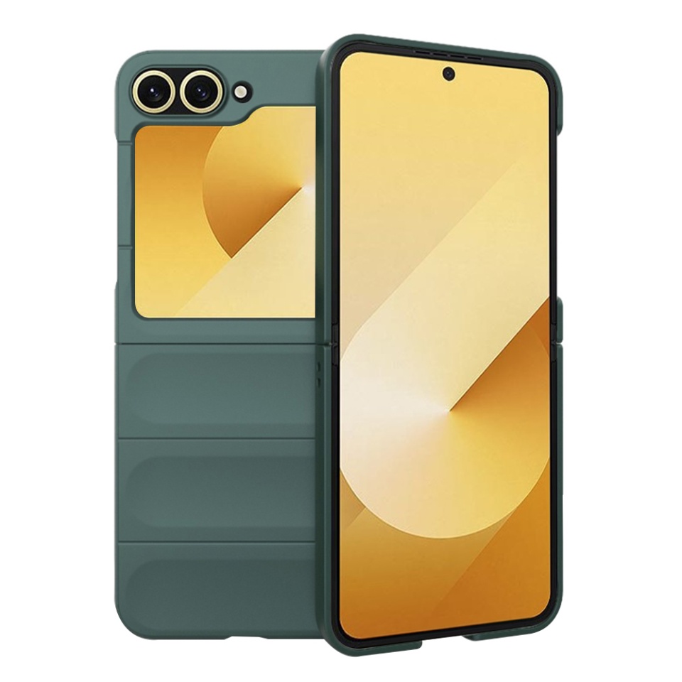 Husa pentru Samsung Galaxy Z Flip6 / Galaxy Z Flip7 FE, SKYDDAR INNOVATION, Magic Shield, din Silicon Mat, set cu sticker, Verde