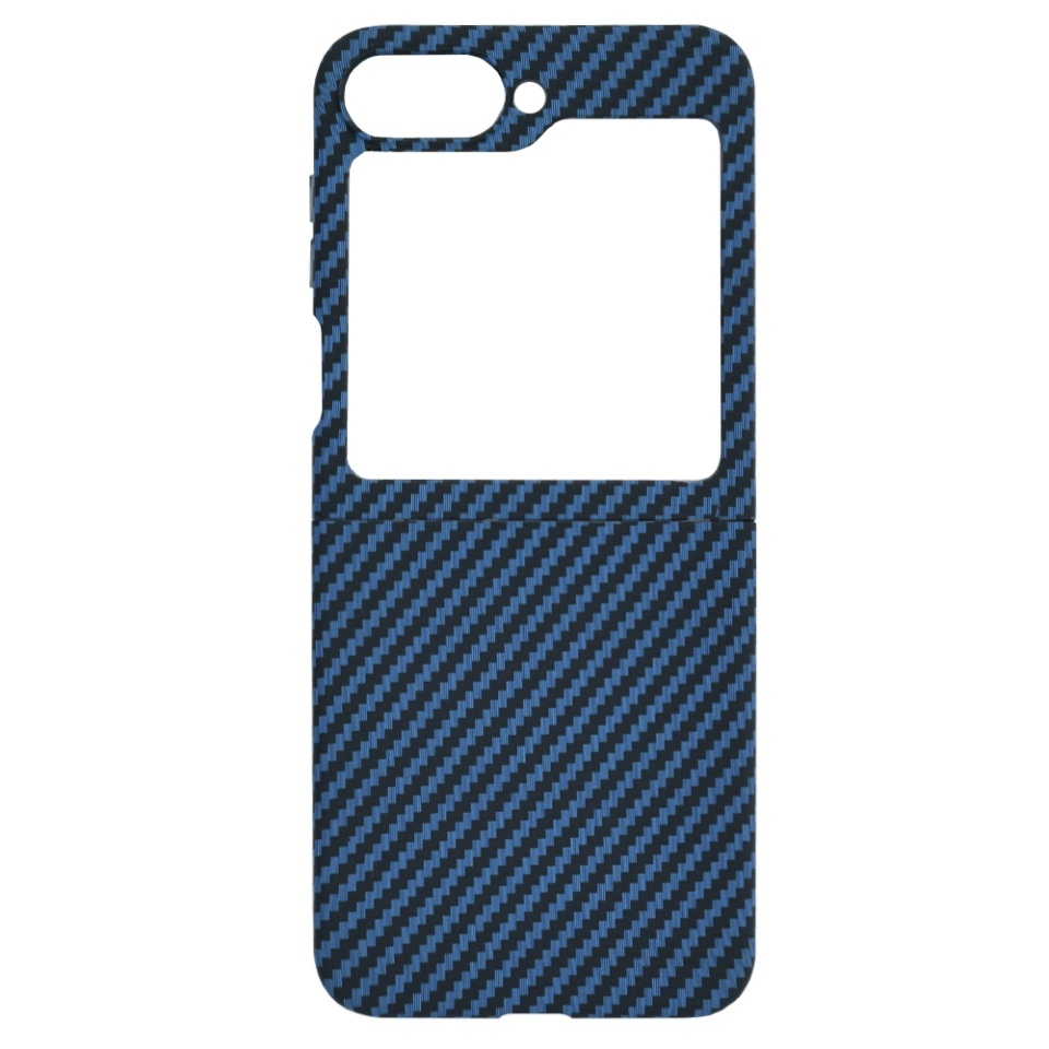 Husa pentru Samsung Galaxy Z Flip6 / Galaxy Z Flip7 FE, SKYDDAR INNOVATION, textura carbon, Carbonite FiberShell, set cu sticker, Cyan, - 3 | YEO