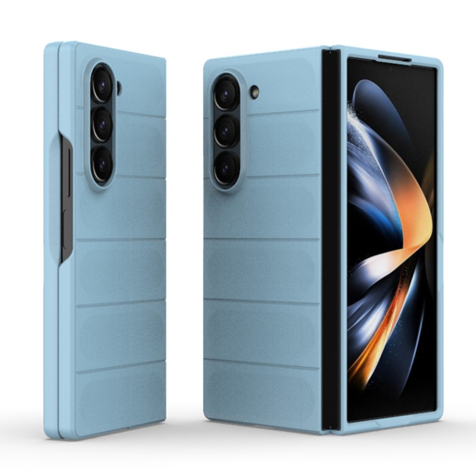 Husa pentru Samsung Galaxy Z Fold6 eleganta, din silicon mat, SKDR Vogue - Bleu