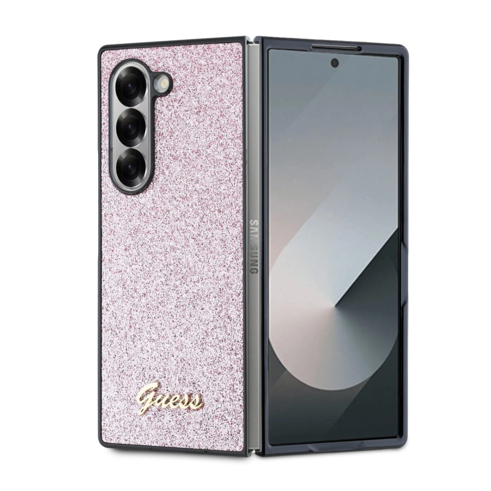 Husa pentru Samsung Galaxy Z Fold6, Glitter Script, Guess, Roz
