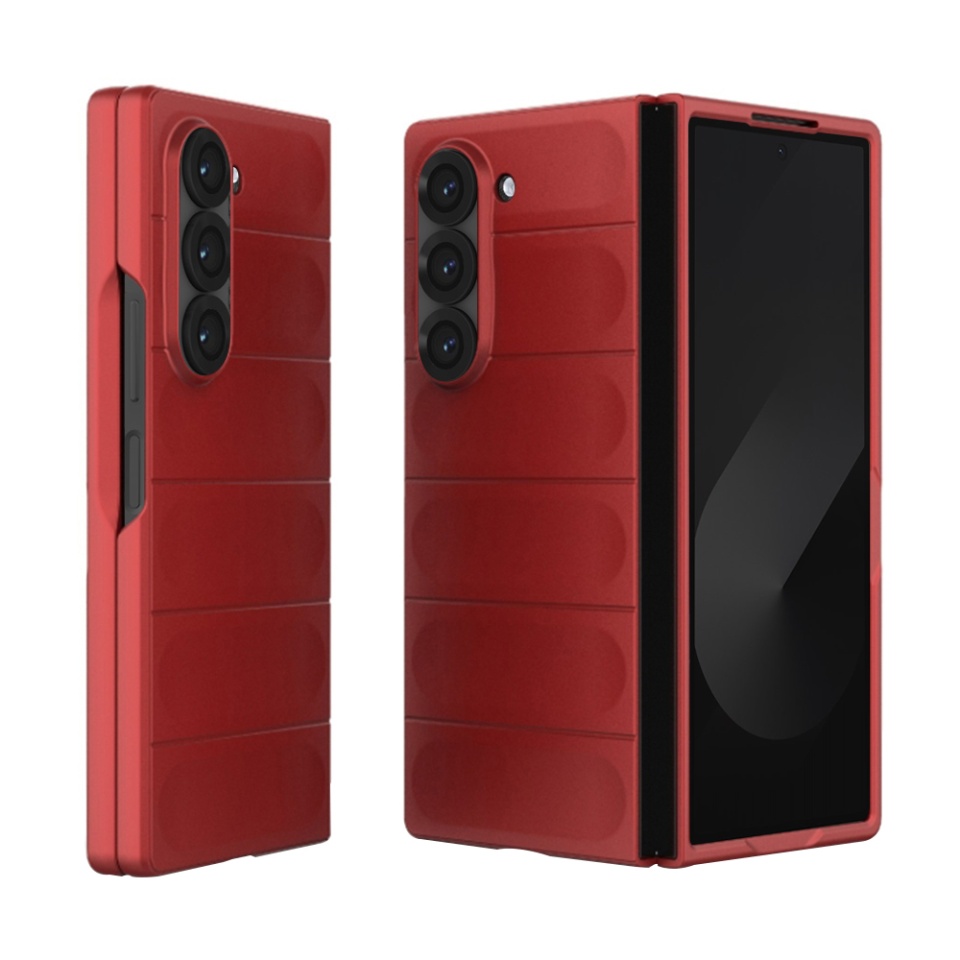 Husa pentru Samsung Galaxy Z Fold6, SKYDDAR INNOVATION, Magic Shield, din Silicon Mat, set cu sticker, Rosu