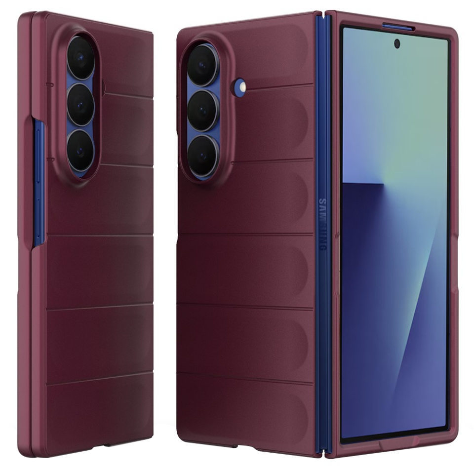 Husa pentru Samsung Galaxy Z Fold7, SKYDDAR INNOVATION, Magic Shield, din Silicon Mat, set cu sticker, Bordo