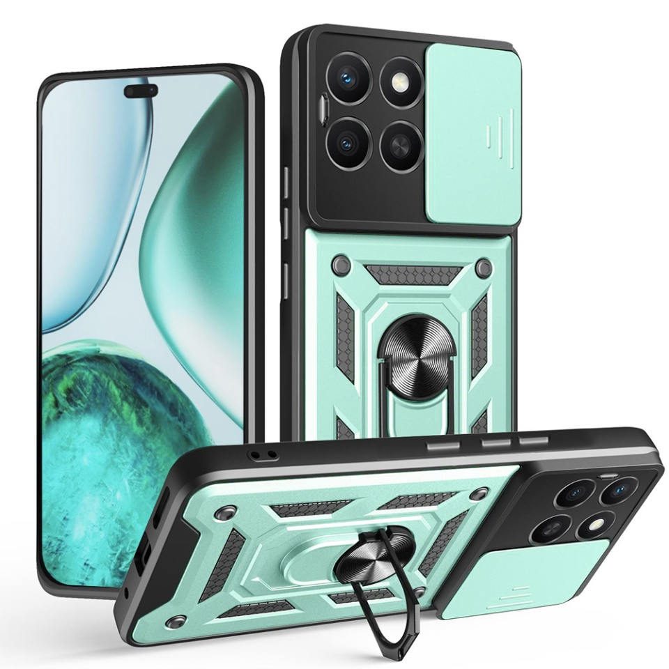 Husa pentru telefon, SKYDDAR INNOVATION, Honor X8c, CamShield, Antisoc, Inel Magentic, set cu sticker, Verde