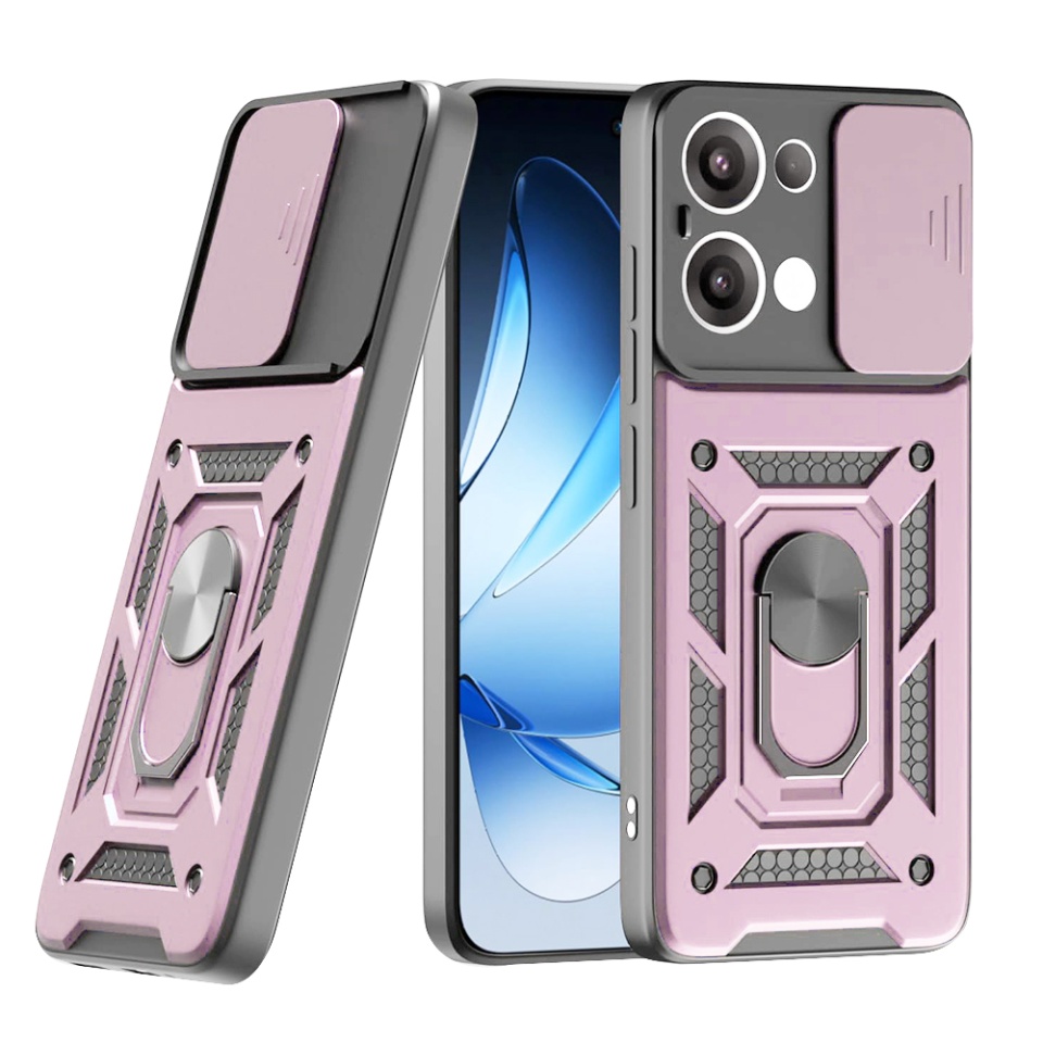 Husa pentru telefon, SKYDDAR INNOVATION, Oppo Reno13, CamShield, Antisoc, Inel Magentic, set cu sticker, Roz - 0 | YEO