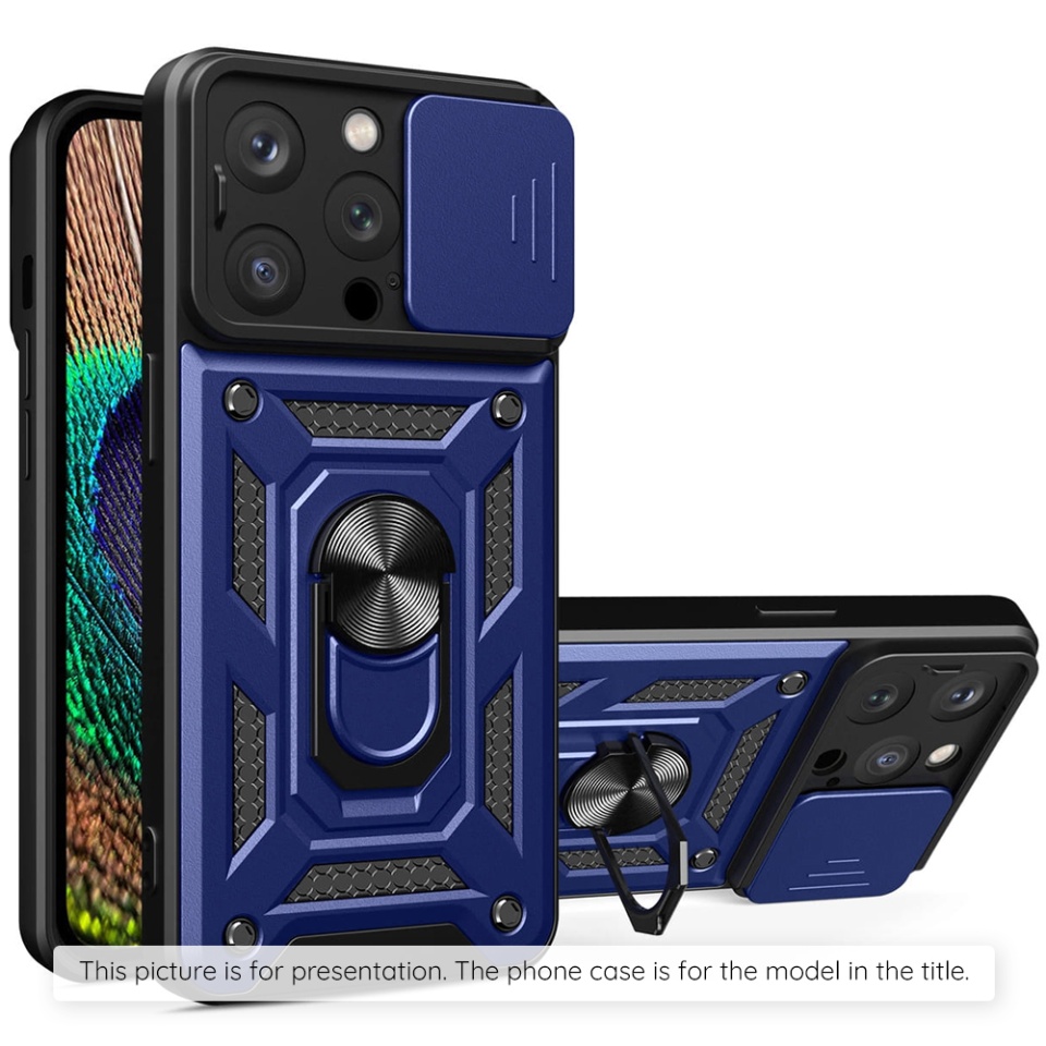 Husa pentru telefon, SKYDDAR INNOVATION, Xiaomi Redmi Note 14 4G (164,84 x 78,15 x 8,16mm), CamShield, Antisoc, Inel Magentic, set cu sticker, Albastru