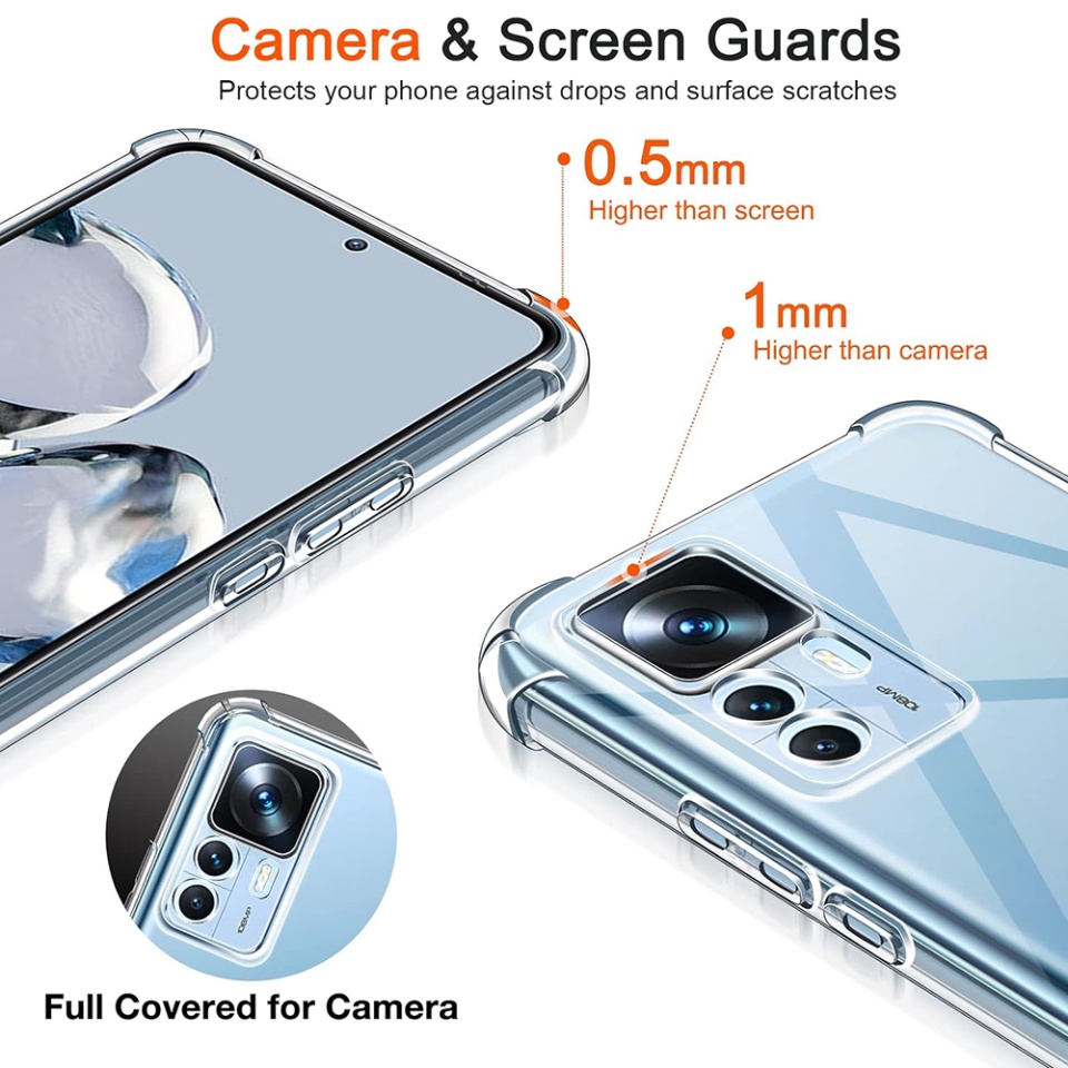 Husa pentru Xiaomi 12T / 12T Pro , SKYDDAR INNOVATION, Shockproof Clear din Silicon Slim, Transparenta, set cu sticker - 2 | YEO