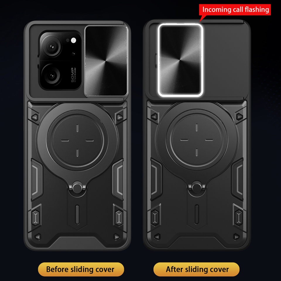 Husa pentru Xiaomi 13T / 13T Pro, SKYDDAR INNOVATION, CamGuard Pro, Inel Magnetic, Protectie Camera, set cu sticker, Negru - 2 | YEO